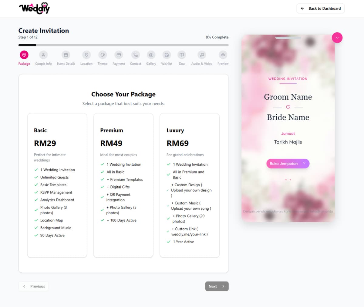2. Select Your Package